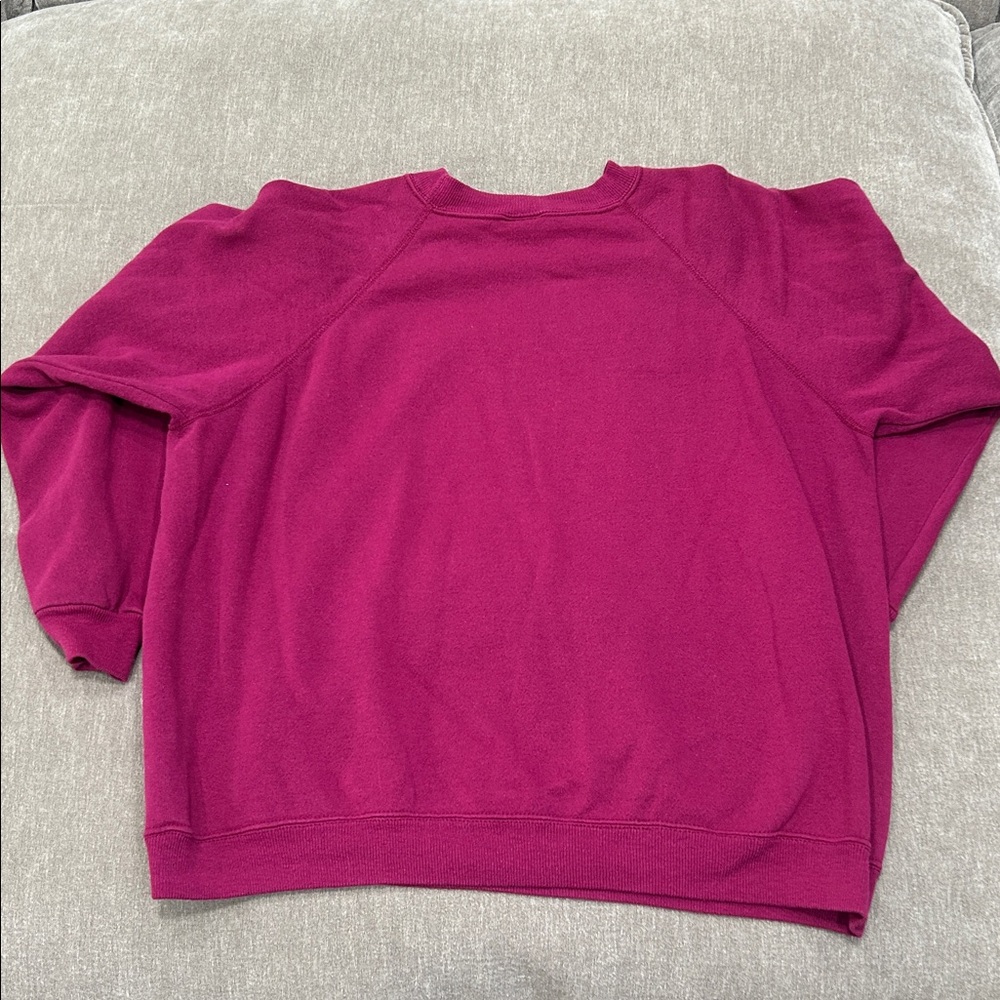 Vintage Hanes Women's Magenta blank Crewneck Sweater - Picture 3 of 3